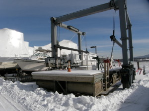 Boat Travel Lift laid up for winter