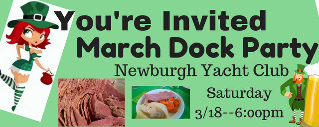 You're invited to the Newburgh Yacht Club March Dock Party 3/18 6:6pm
