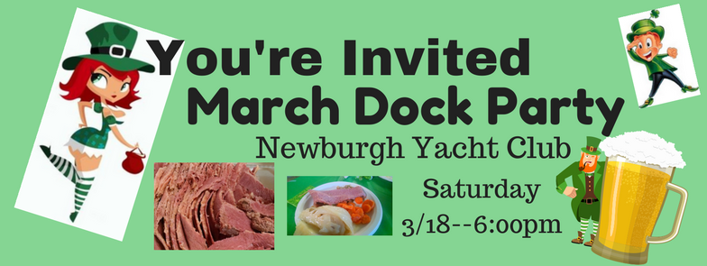 You're invited to the Newburgh Yacht Club March Dock Party on 3/18 at 6PM