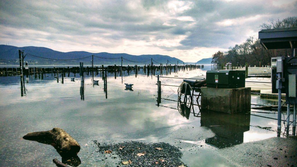 High Tide at the marina of the Newburgh Yacht Club